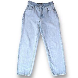 Abercrombie & Fitch Womens Mom Jean Sz 4 27 High Rise Fold Over Waist Light Wash